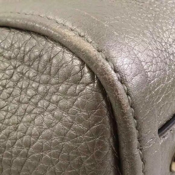 Auth GUCCI Soho Handbag Shoulder Bag Metallic Greige Leather/Goldtone - Picture 5 of 15